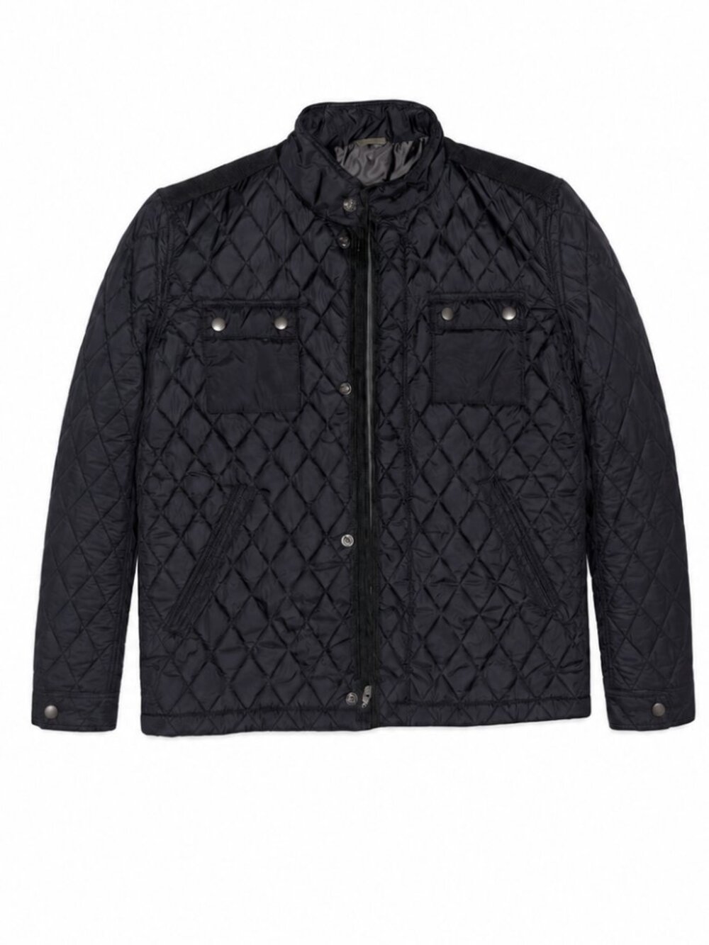 Tasso Elba Men’s XL Black Quilted Field Jacket Faux Suede Trim Utility Coat